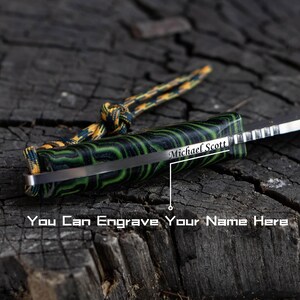 Personalized Knife, Customizable Gift, Customizable Knife, Personalizable Knife, Engraving Knife, Green Handle Knife