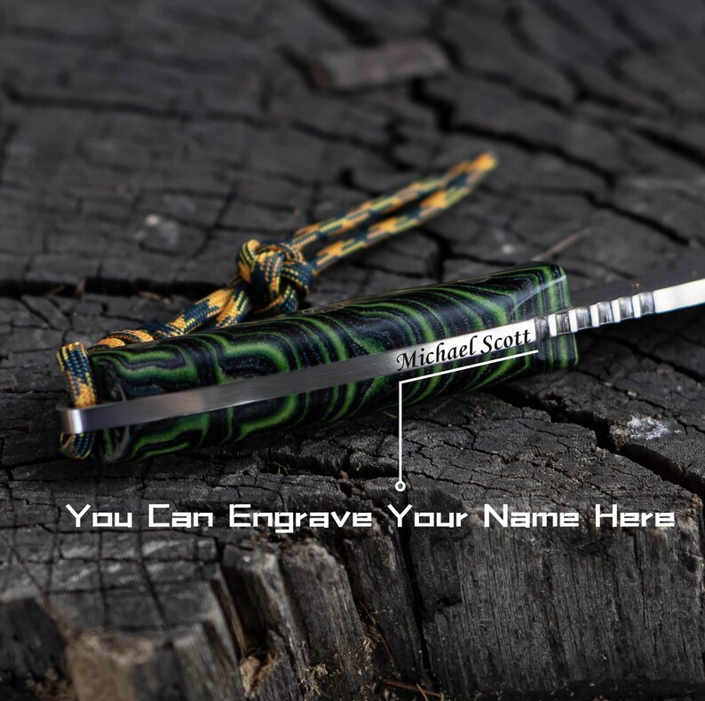 Personalized Knife, Customizable Gift, Customizable Knife, Personalizable Knife, Engraving Knife, Green Handle Knife