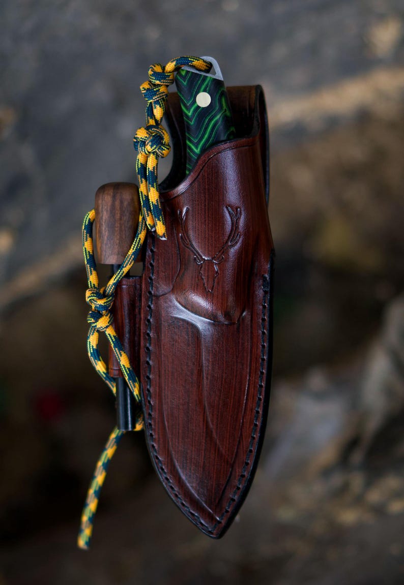 Special Real Leather Knife Holster, Fire Rod, Fire Starter, leather knife sheath, Knife Holster, Premium Leather works