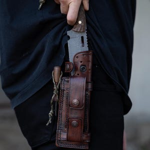 Leather Holster, Survival Knife, Ferro Rod, Fire Starter,Sharpening Stone