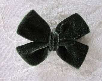 3.5 inch Hunter Green VELVET Ribbon Bow Applique Bridal Baby Hair Accessory Pin