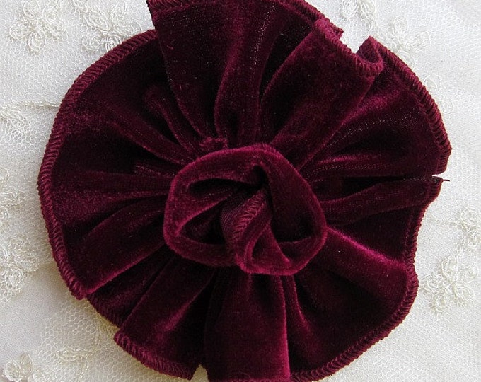 OLIVE GREEN Velvet Ribbon Rose Fabric Sequin Beaded Flower Applique Hat ...