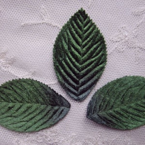 12 pc Green VELVET Embossed LEAF Leaves Applique Fairy Bow Scrapbooking Card Making Bridal Hair Accessory LG