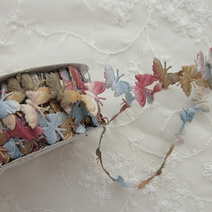 3yd Brown Blue Rust Vine Trim Ombre Butterfly Scrapbook Stationery Card Craft Supply Bridal Scrapbook Junk Journal Embellishment