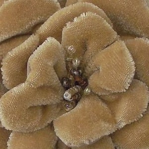 Glass Beaded Gold Velvet Fabric Rose Flower Hat Corsage Baby Pageant Bridal Hair Accessory Applique Embellishment image 2