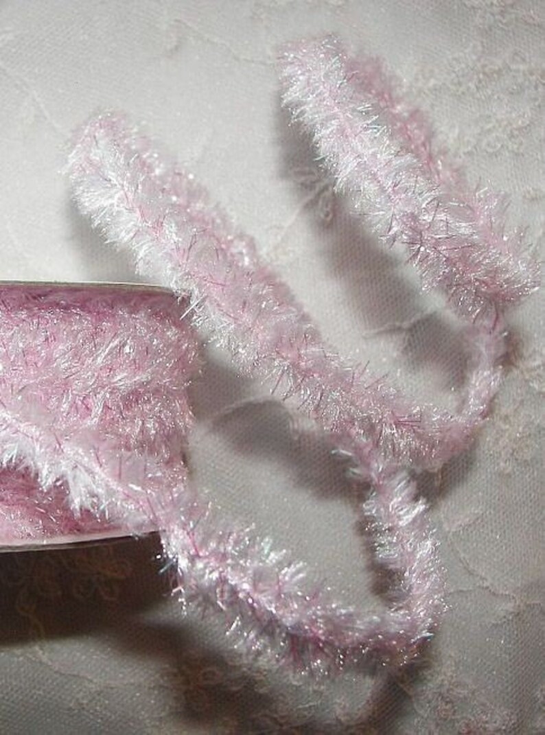 2 yd Wired Sparkle Sugar Pink Tinsel Ribbon Trim Metallic Etsy