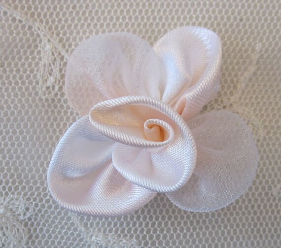 12 pc PEACH WHITE Satin Organza Ribbon Fabric Rose Flower Etsy