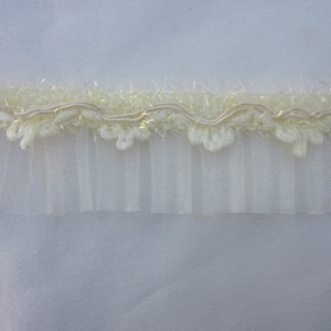 1yd Cream Yellow Organza Pleated Ruffle Ribbon Sparkle Trim Craft Junk Journal Scrapbook Quilt Fairy Tutu Dress Sewing Costume Embellishment