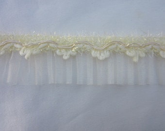 2 yd Butter CREAM Yellow Organza Pleated Ruffle Ribbon Trim Christening Bridal Scrapbook Quilt Fairy Tutu