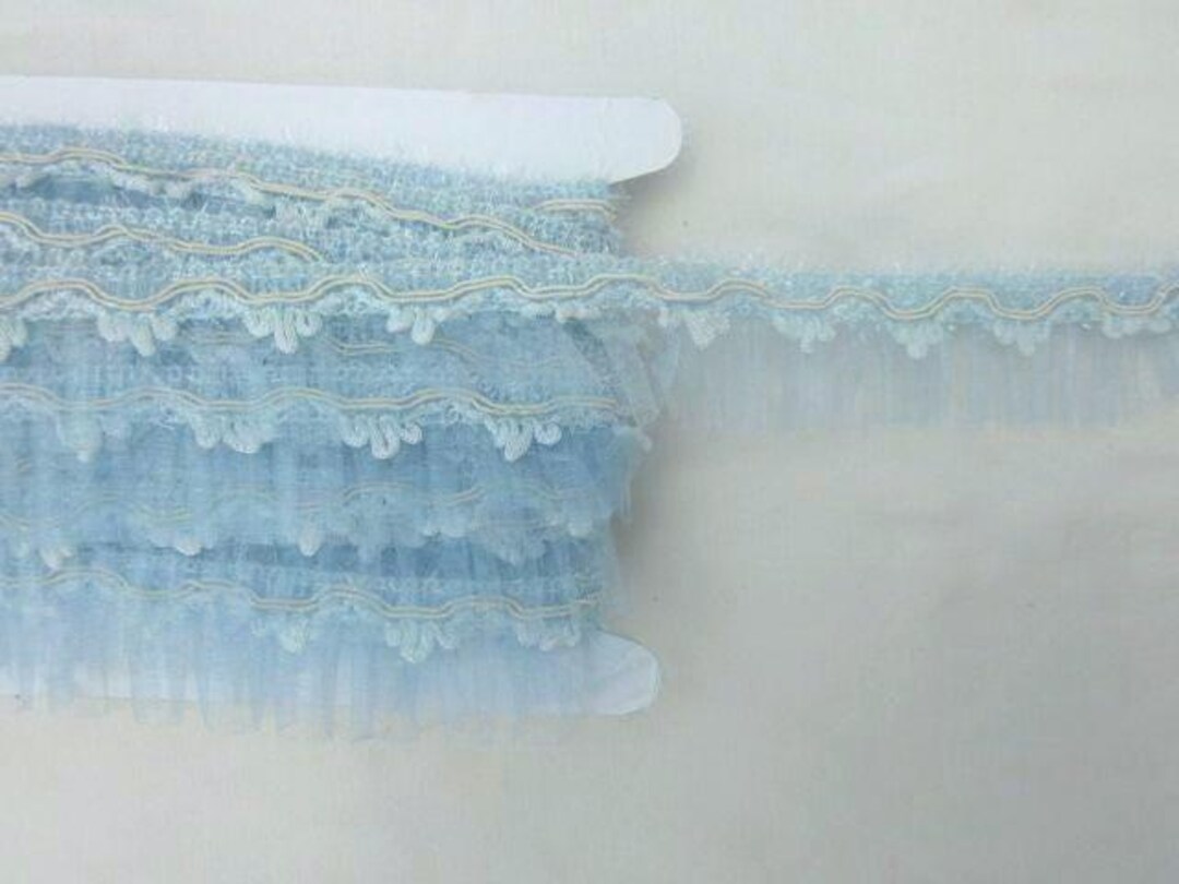 1yd Blue Organza Pleated Ruffle Ribbon Sparkle Tinsel Trim Craft Junk ...