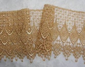 1yd Vintage Chic Delicate Antique Metallic Gold Lace Holiday Curtain Belly Dancer Pageant Costume