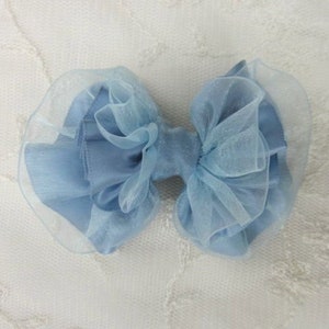 Ruban d'organza satiné bleu français à volants Applique pour cheveux de bébé