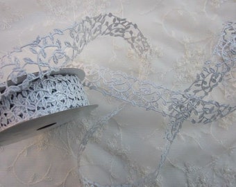 2 yd Metallic SILVER Leaf Ribbon Tinsel Fabric Trim Holiday Bridal Wedding Invitation Scrapbook Journal Embellishment