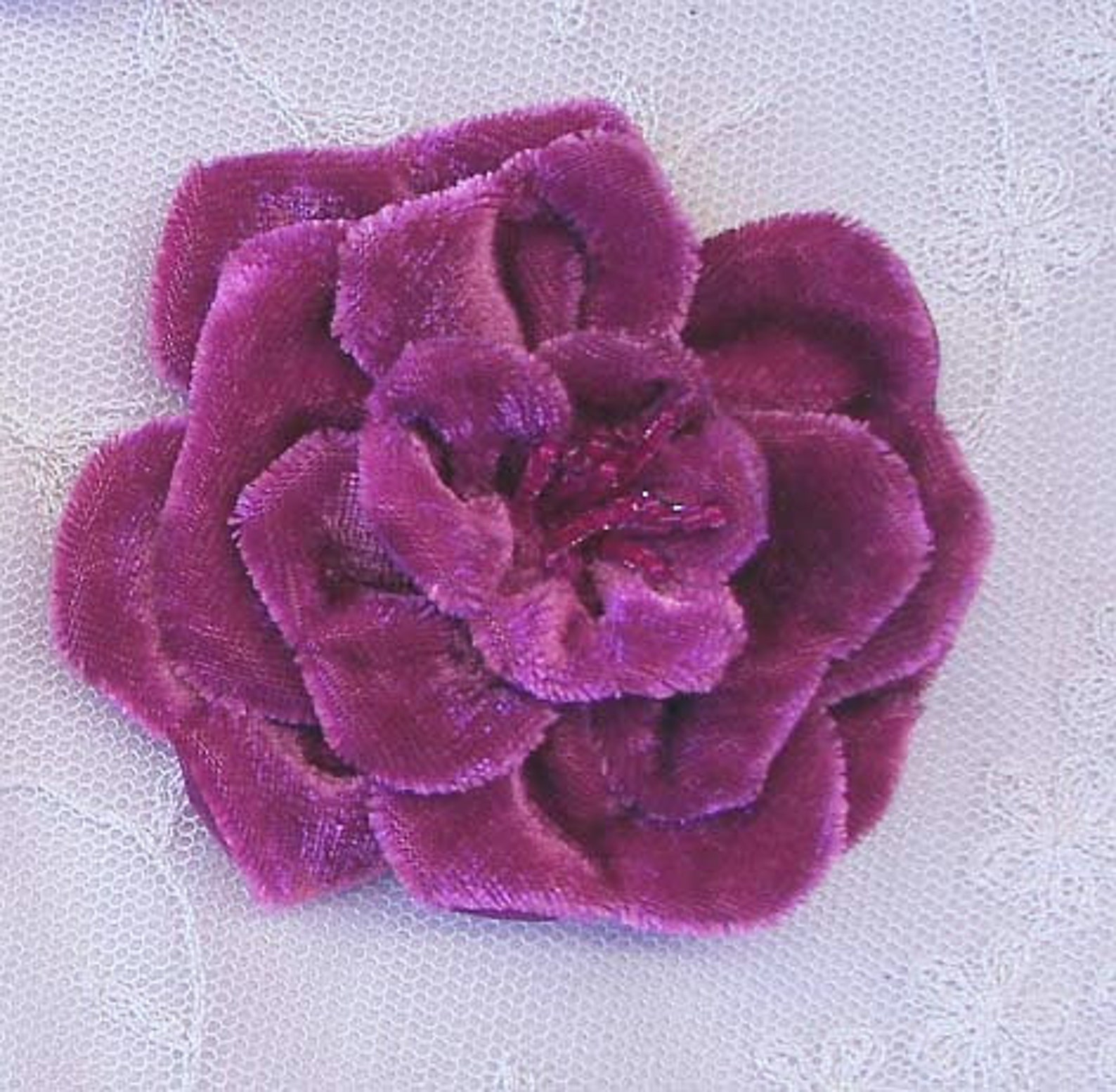 Magenta Velvet Ribbon Rose Fabric Flower Floral Applique - Etsy