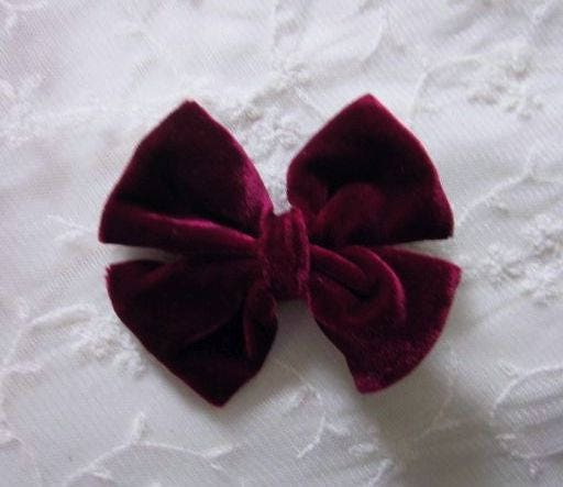 4.5 INCH Velvet BOW BURGUNDY Ribbon Fabric Applique Hat