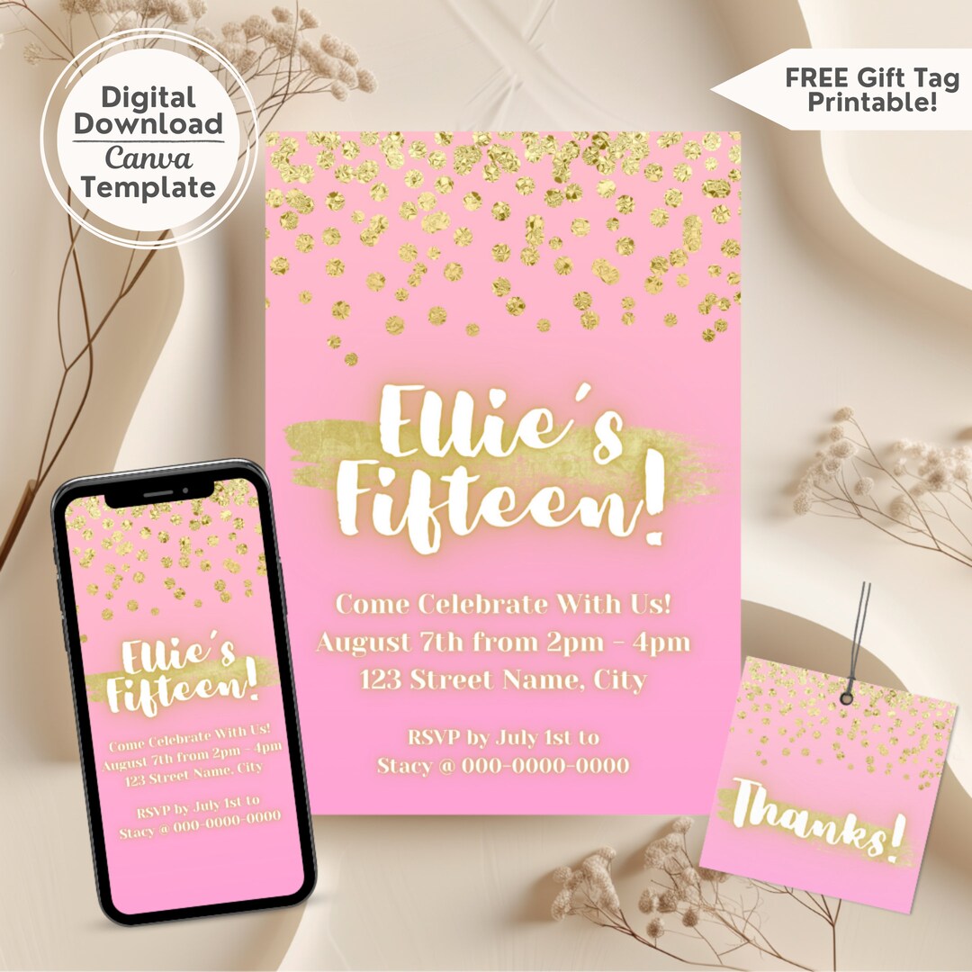 Teen Tween Girls Bday Party Invitation Canva Template, Colorful Invite ...