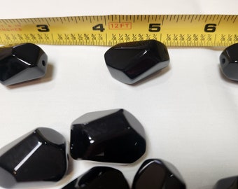 Nine Large Free Form Shaped Polished Onyx Nugget Beads, Center Drilled