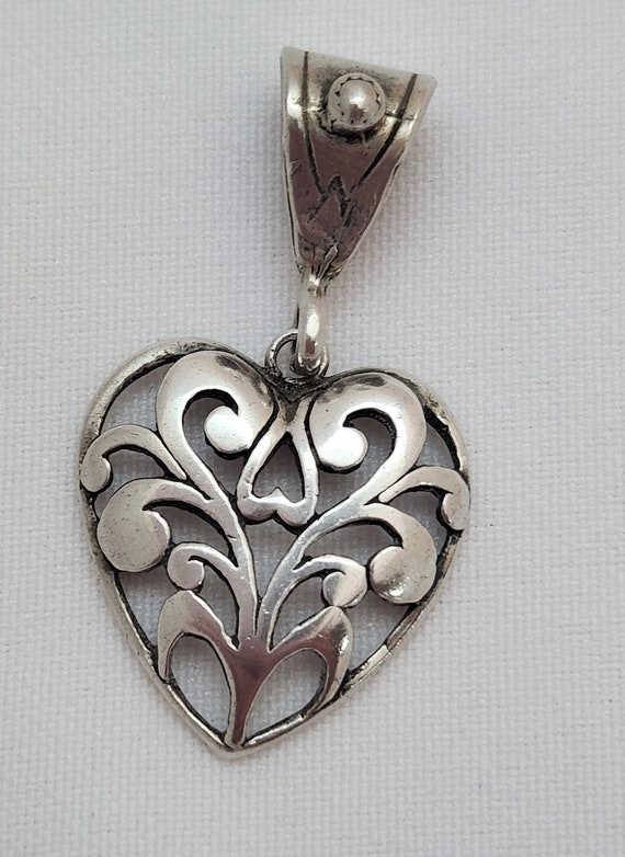Stunning Filigreed Sterling Heart Shaped Pendant
