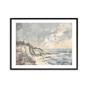 Lighthouse on Rocky Cliff, Landscape, Art for Print Digital Download | VW31