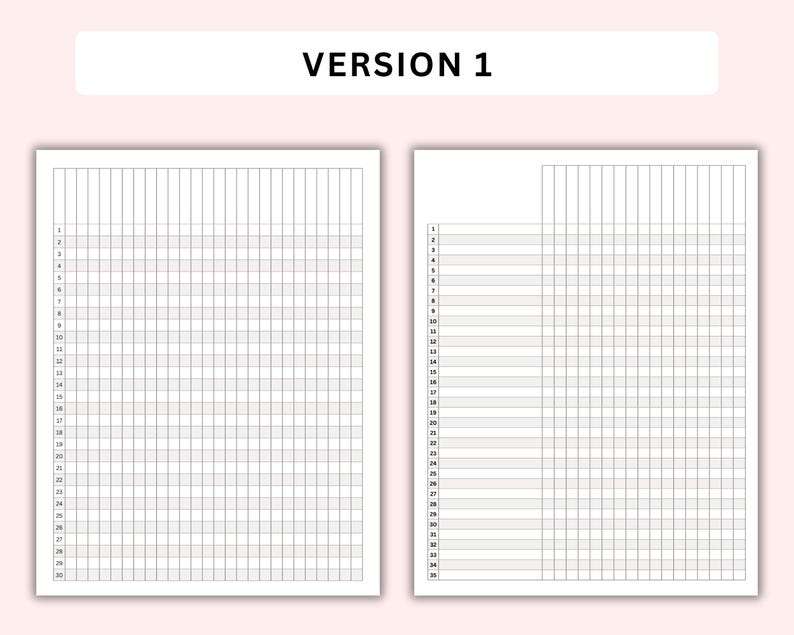 May include: A printable grid sheet with two sections, each with 30 rows and 30 columns. The sheet is designed for use as a planner, tracker, or for other organizational purposes.