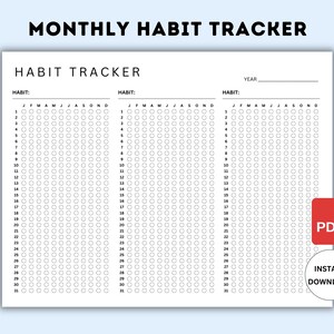 Weekly Habit Tracker Printable. Monthly Habit Tracker. Habit Tracker Template. Routine Tracker. 7 Day Habit Challenge. PDF. Instant Download