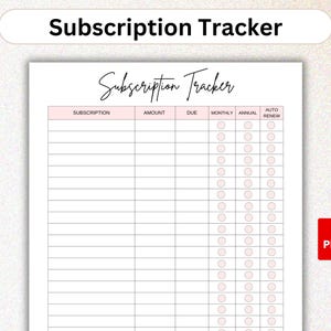 Subscription Tracker. Membership Tracker. Subscription Planner. Account Tracker. Membership Checklist. Subscription Log Printable PDF