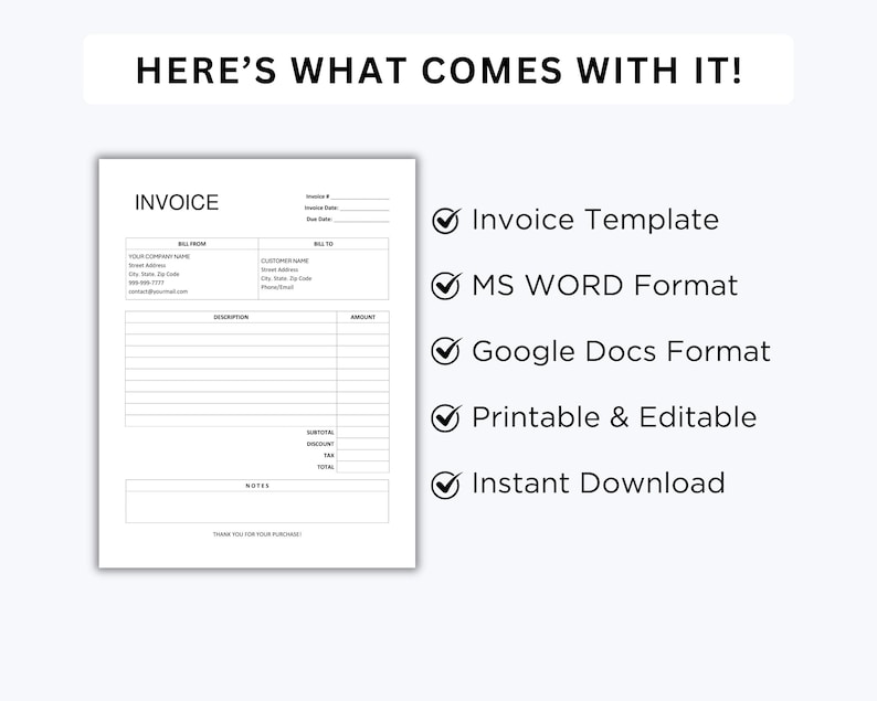 Editable Invoice Template: Professional Business Form (google Docs ...