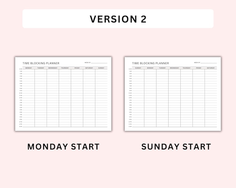Weekly Time Blocking Planner Printable, Productivity Organizer, Weekly ...