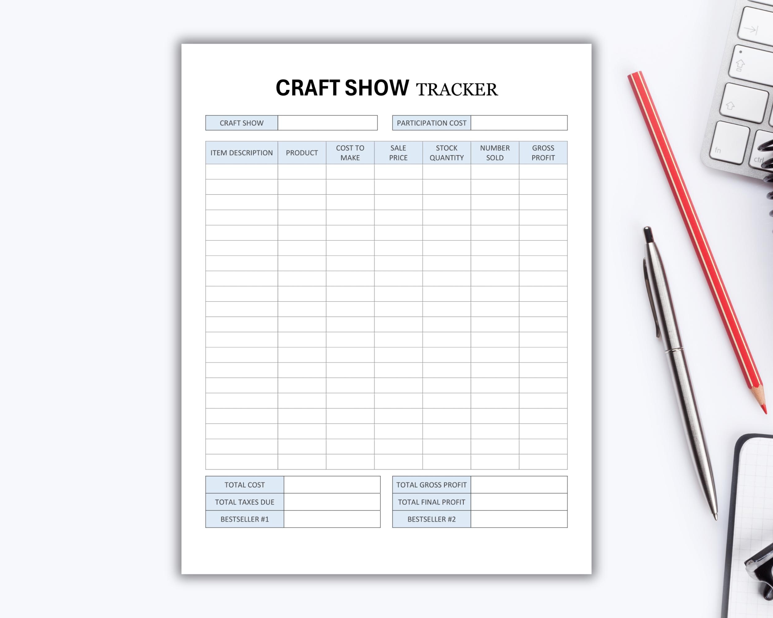 Printable Craft Show Tracker. Craft Show Order Form. Craft Fair ...