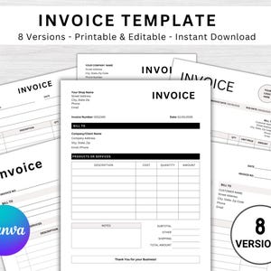 Editable Invoice Template Canva | Printable Invoice for Small Business | Simple Billing Sheet | Job Estimate Form | Instant Download