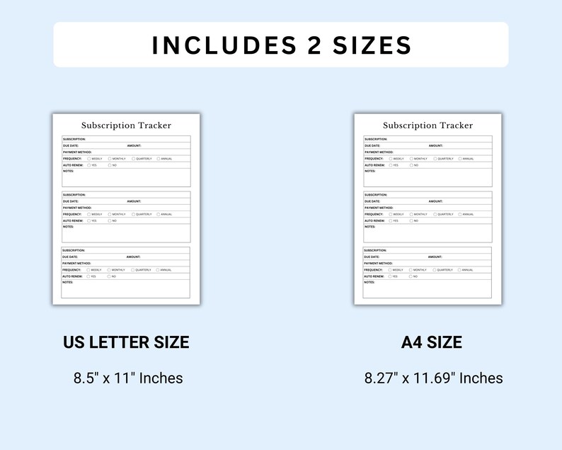 Subscription Tracker Printable | Digital Budget Planner Insert | Bill ...