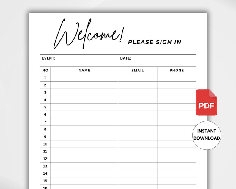 Sign Up Rows Printable Event Sign up Sheet Template, Party Sign up List, Editable ...