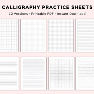 Calligraphy Handwriting Paper Printable, Calligraphy Practice Sheets Templates, Calligraphy hand lettering guide sheet, Digital Download PDF