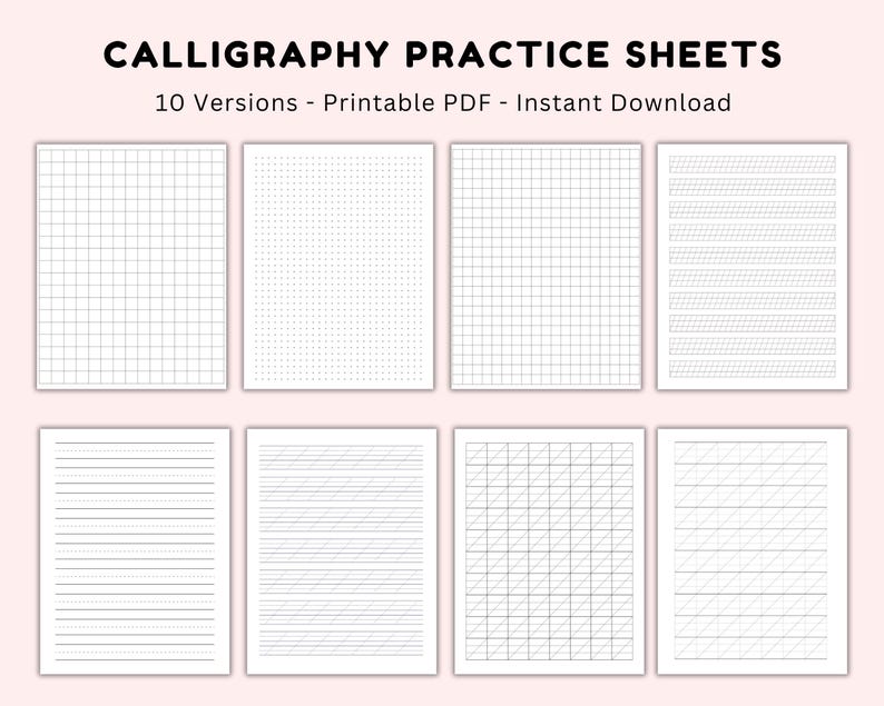 Calligraphy Practice Sheets: Handwriting Guide (digital Download PDF ...
