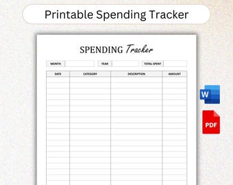 Spending Tracker Printable, Ausgabentagebuch Journal Seite, Finanzierung Tracker, Geldausgaben Log, Haushaltsplaner PDF