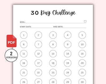 30 Day Habit Challenge Printable, Monthly Habit Tracker, Goal Setting Planner, Instant Download PDF