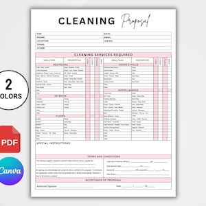 Cleaning Service Proposal Template EDITABLE CANVA, Printable Cleaning Proposal, Small Business Cleaning Service Proposal, Cleaning Estimate