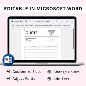 Quote Template Editable. Price Quotation Form. Job Proposal. Invoice ...