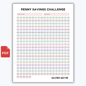 Penny Savings Challenge Printable | 365-Day Money Saving Chart | Daily Penny Saving Tracker | Budget Planner PDF A4 Letter Instant Download