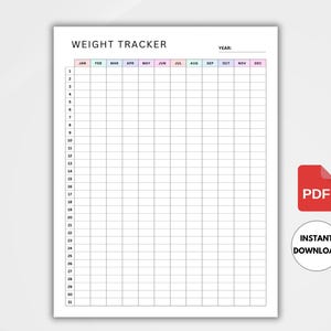 365 Day Weight Tracker Printable. Weight Loss Tracker. Weight Log. Daily Weight Tracker. Daily Fitness Tracker. Instant Download PDF