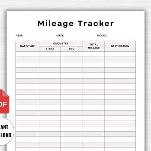Mileage Tracker Printable. Business Mileage Log. Work Trip Mile Tracker. Monthly Mileage Report Form. Car Miles Tracker Instant Download PDF