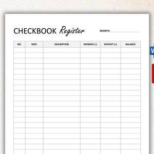 Drukowany rejestr czekowy. Rejestr czekowy. Planer czekowy. Szablon rejestru czekowego. Śledzenie transakcji bankowych. Śledzenie finansów. PDF