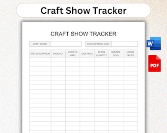 Craft Show Tracker Printable, Craft Fair Checklist, Vendor Sales Log, Small Business Planner, PDF Word Template