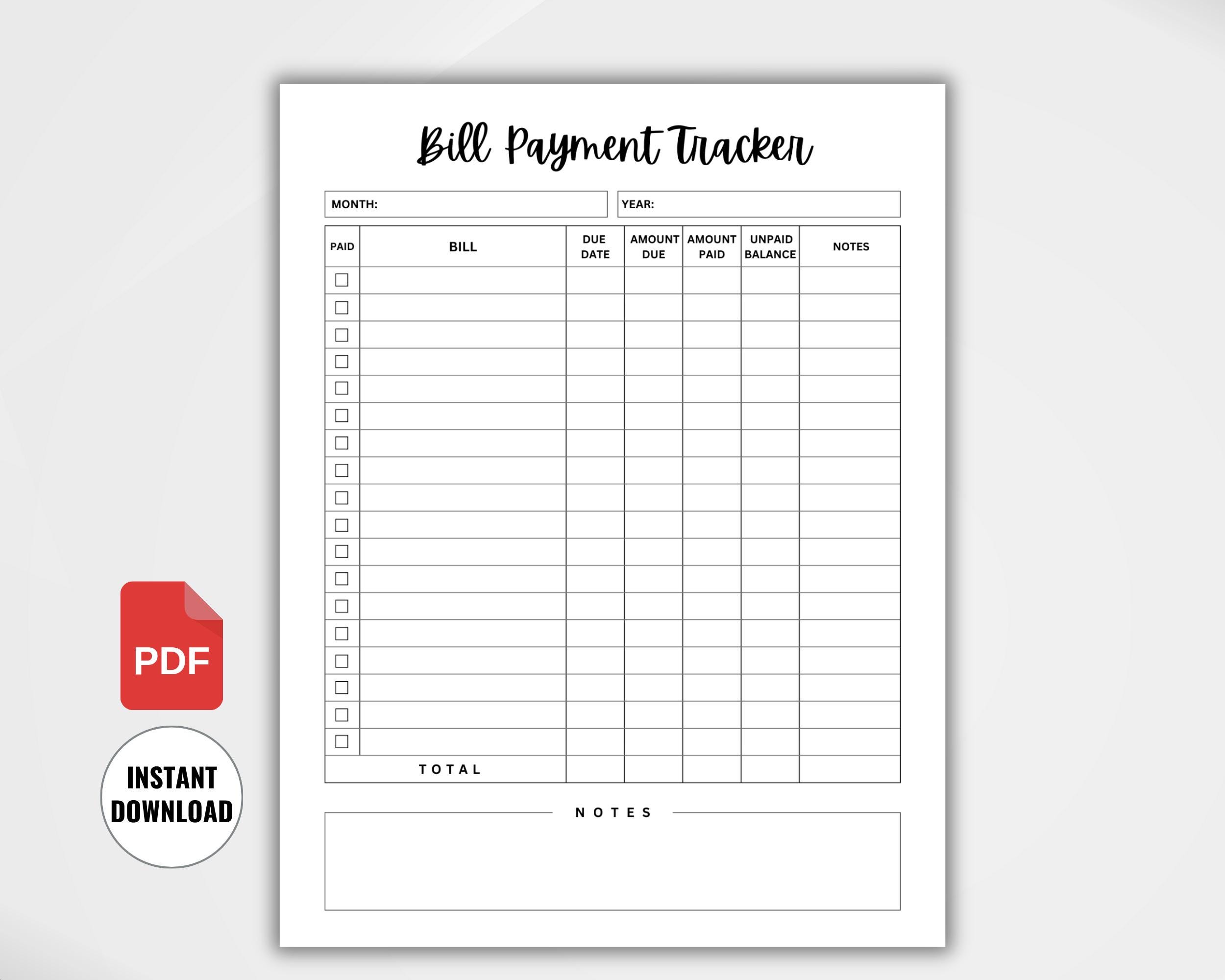 Monthly Bill Organizer Printable, Budget & Expense Tracker, Bill ...