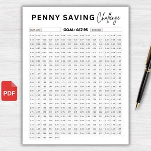 Penny Savings Challenge Printable | One Penny Saving Challenge | Penny Savings Tracker | 365 Day Penny Saving Chart | Instant Download PDF