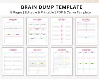 EDITABLE  Brain Dump Template. Printable ADHD Planner. To-Do List. Productivity. Priority Matrix. Thought Organizer. Task List. Canva & PDF