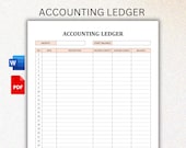 Printable Accounting Ledger, Small Business Expense Tracker, General Ledger Sheet, Money Tracker, Expense Tracker, Bookkeeping Ledger PDF