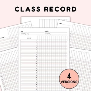 Printable Class Record. Classroom Grading Sheets. Class Gradebook. Classroom Student Lists. Teacher Gradebook. Class Attendance Log PDF