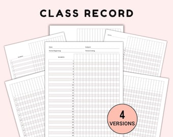 Printable Teacher Gradebook, Class Record Book, Attendance Log, Classroom Grading Sheets, Student Grade Tracker, Teacher Planner