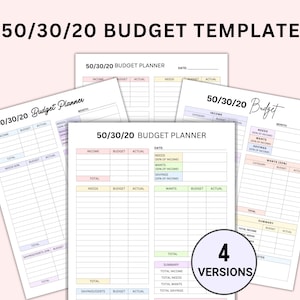 50/30/20 Budget Planner Template Editable, Printable Budget Overview Template, Budget Tracker, Finance Tracker, Financial Planner Beginners